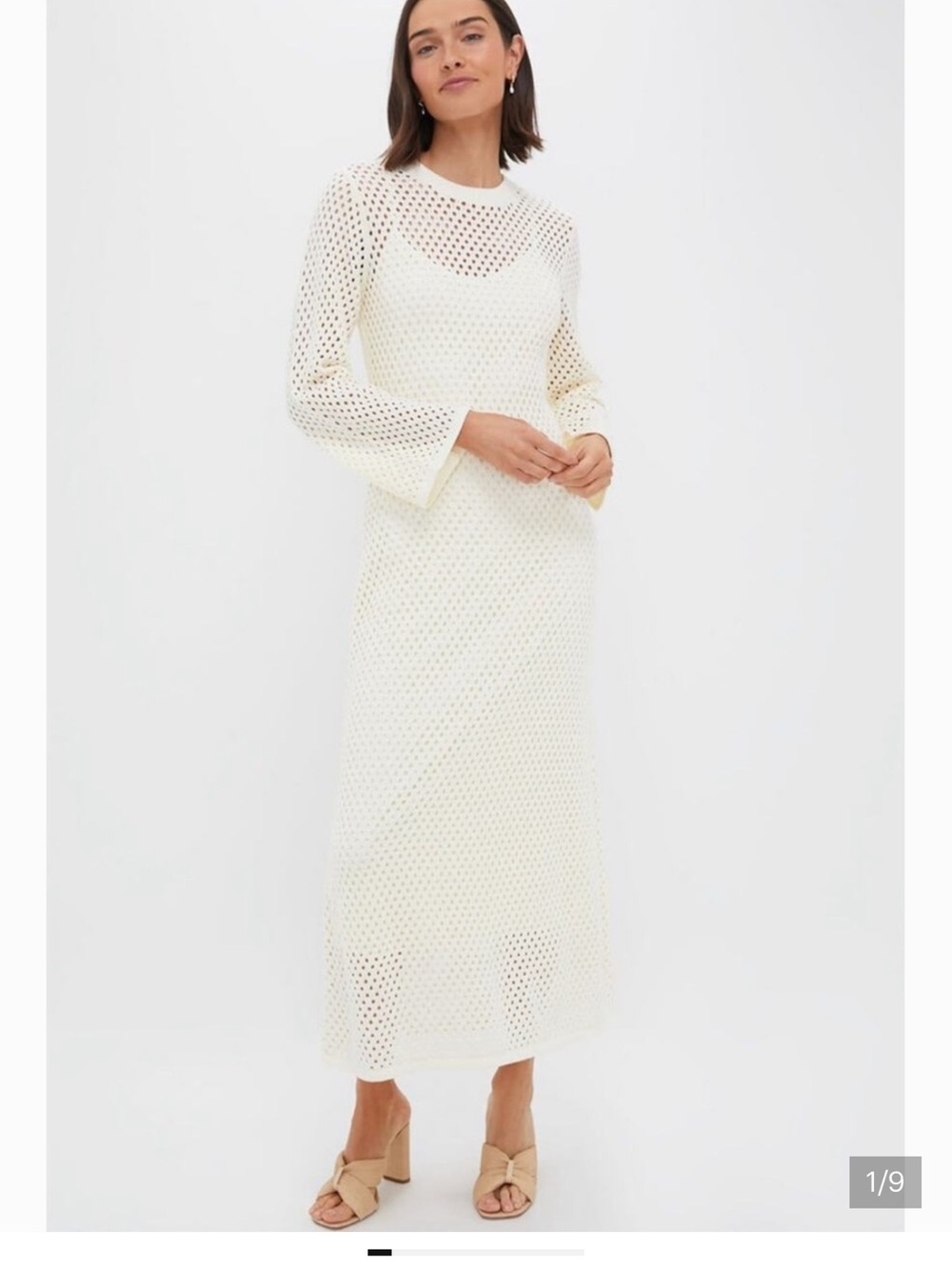 Cream Long Sleeve Crochet Maxi Dress - Women Hyacinth House Small